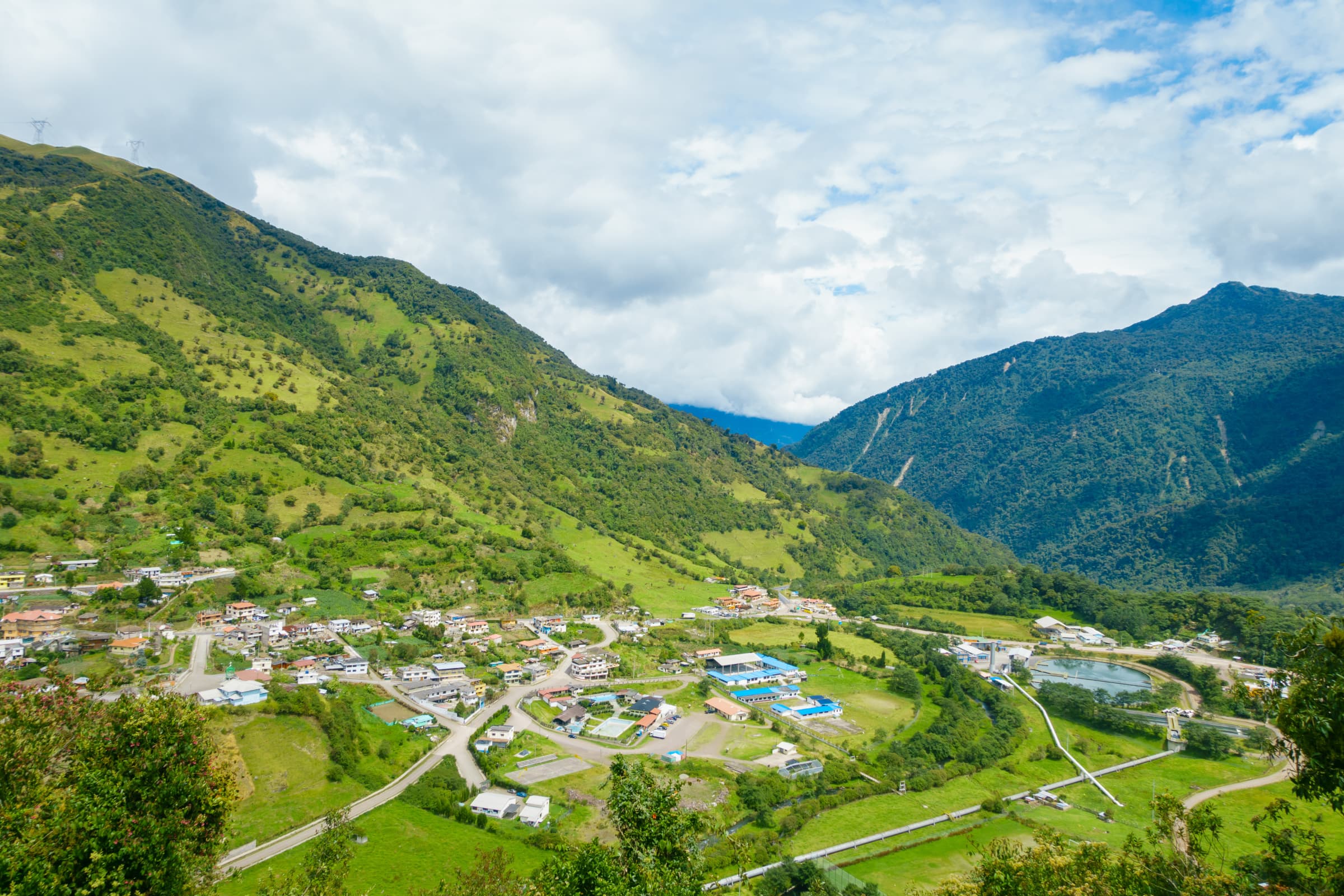 Overview of Papallacta, Ecuador with hot springs and high Andes atmosphere