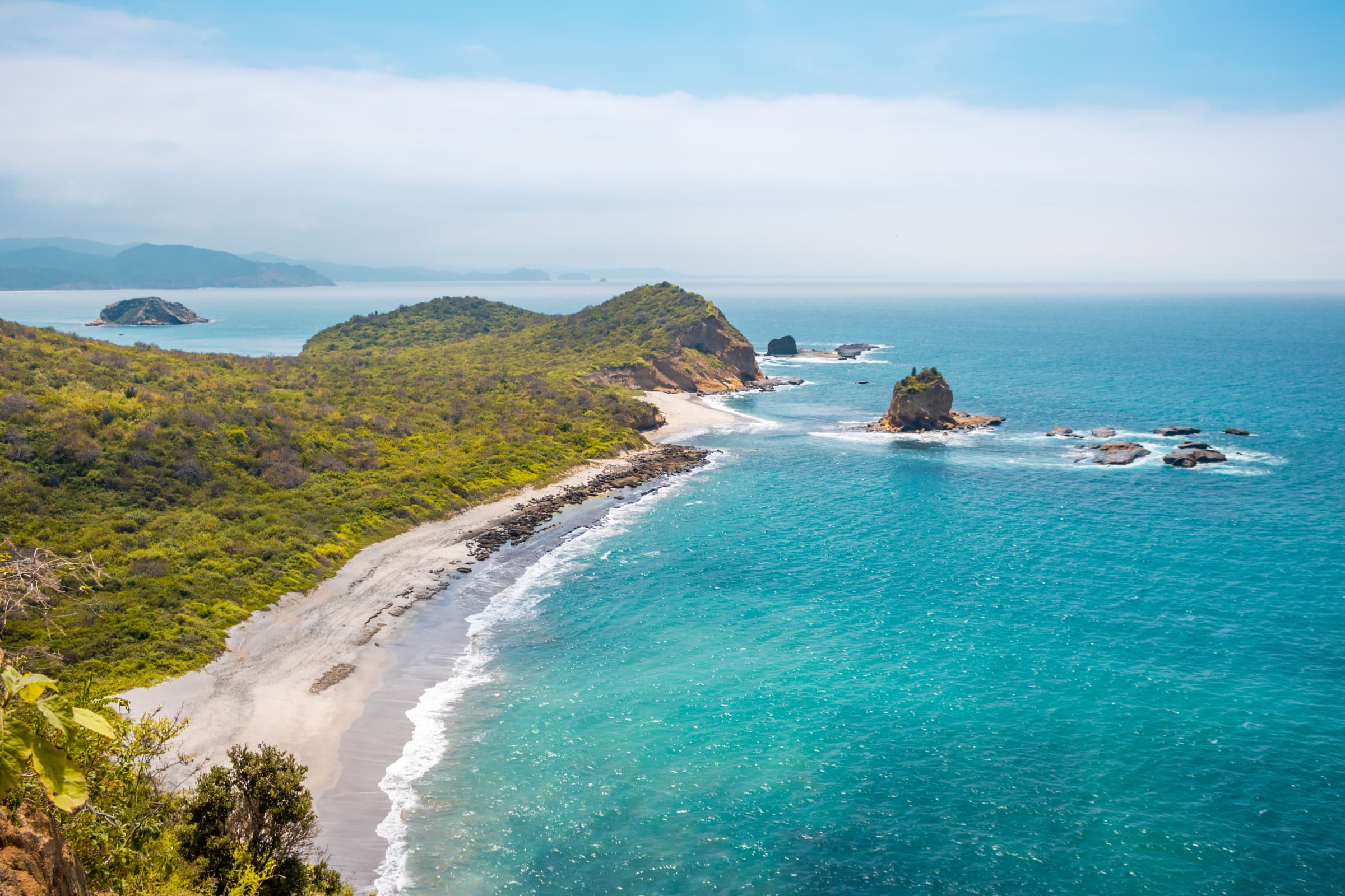 Puerto López waterfront and coastal nature in Ecuador
