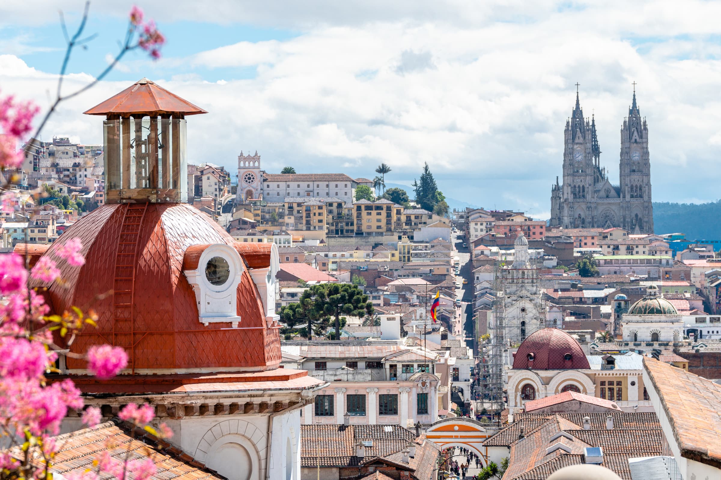 Quito historic city and Andes setting in Ecuador