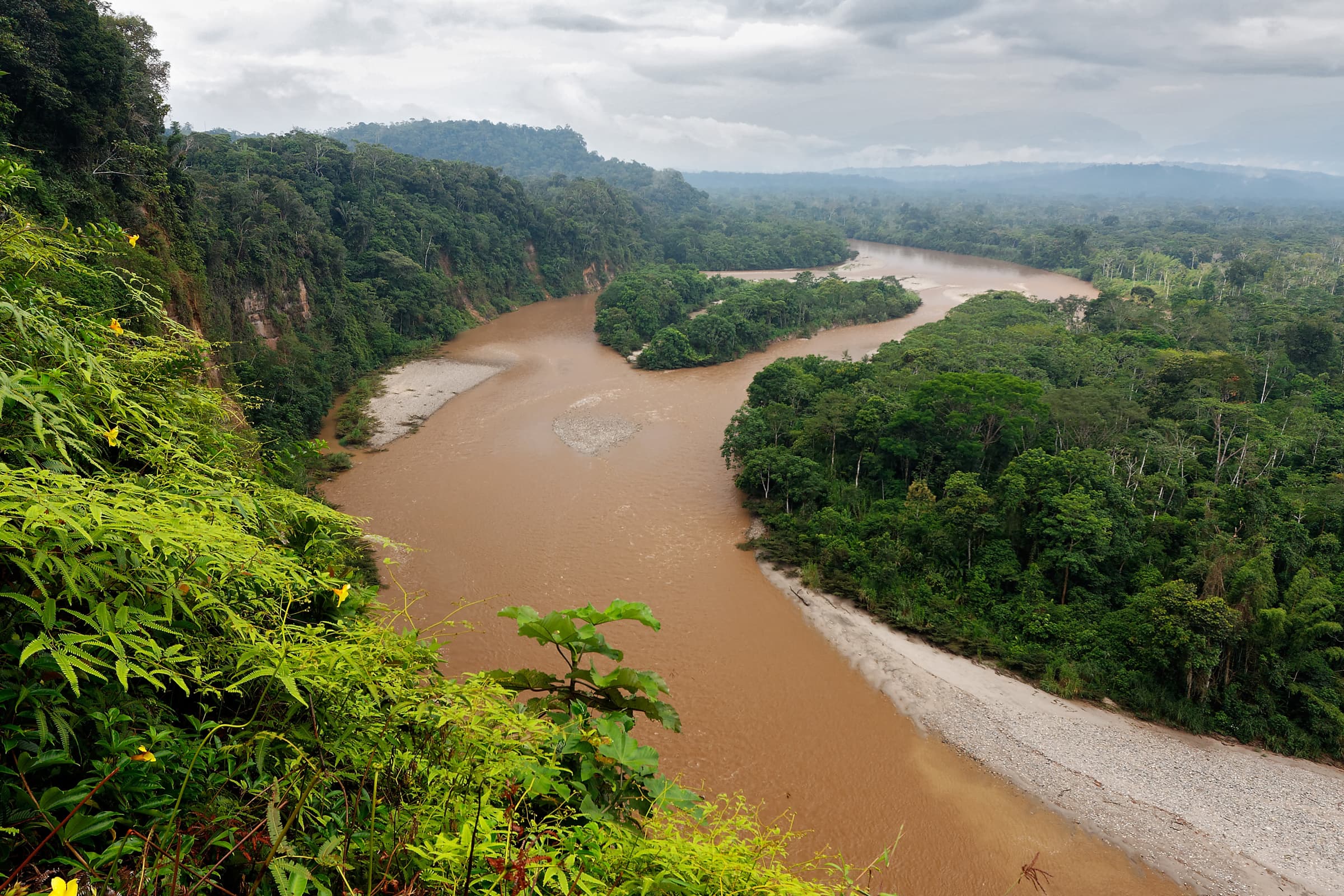 Closing visual from Tena, Ecuador with calm Amazon atmosphere