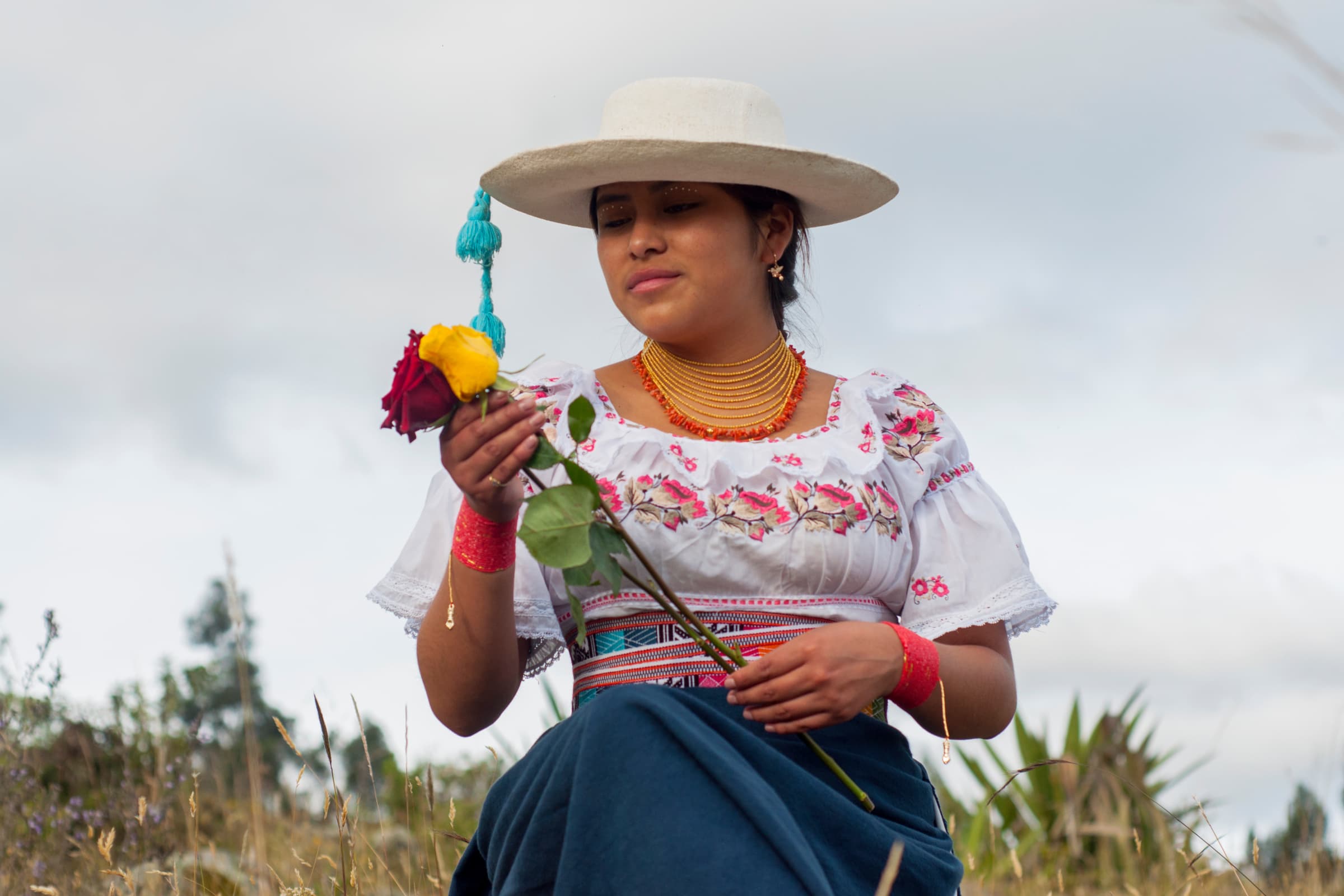 Overview of Otavalo, Ecuador with northern Andes market atmosphere
